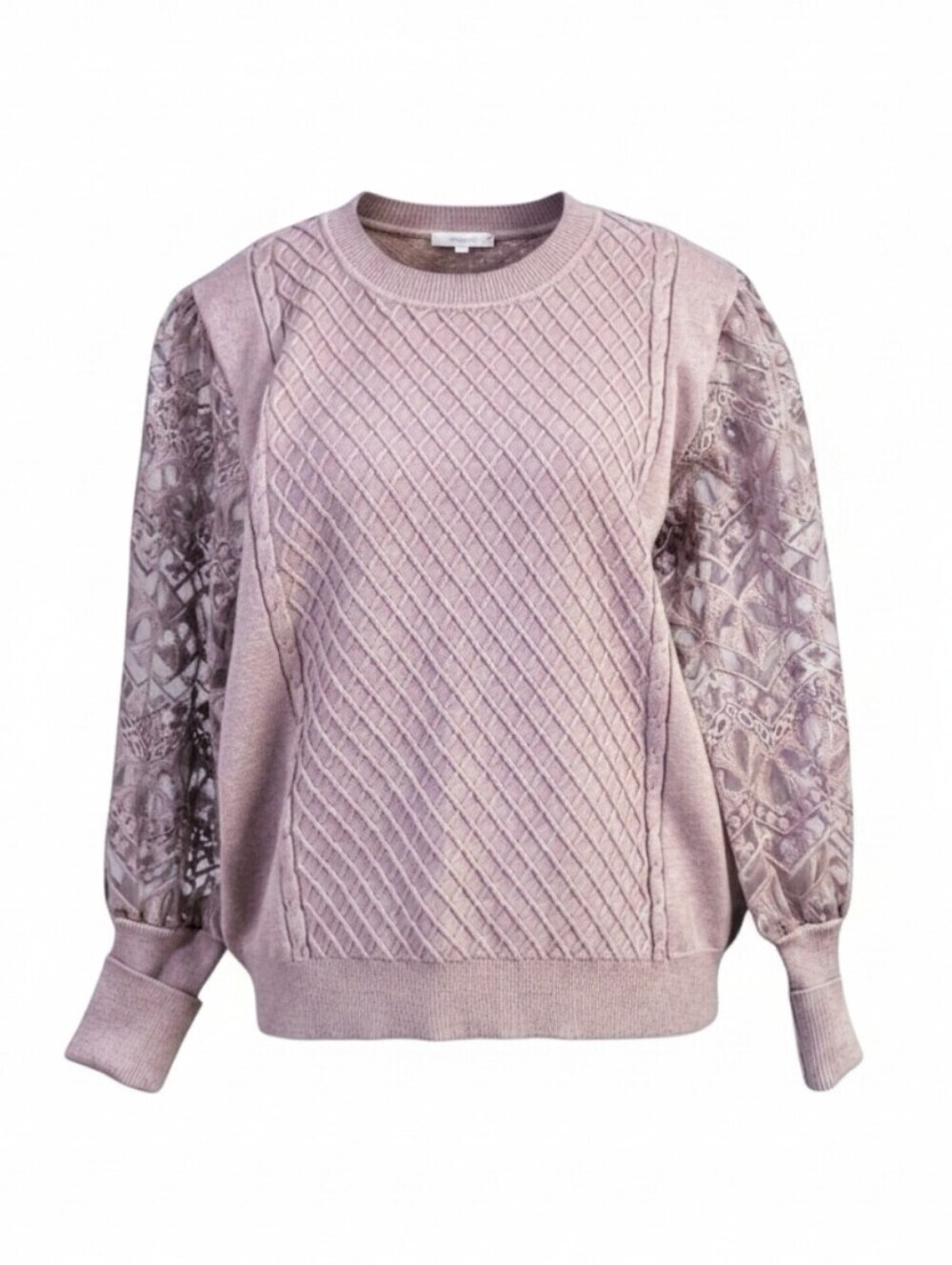CALIGRAPHIE | BUTTER SOFT LACE PUFF SLEEVE KNIT SWEATER